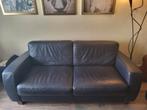 Mooi donkerblauw leren bankstel, Ophalen, Gebruikt, 150 tot 200 cm, Tweepersoons