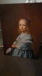 Meisje met de blauwe jurk - schilderij, Huis en Inrichting, Woonaccessoires | Schilderijen, Tekeningen en Foto's, Nieuw, 75 tot 100 cm