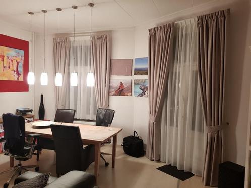 Blinderende Gordijnen + Glas gordijnen Greige, Huis en Inrichting, Stoffering | Gordijnen en Lamellen, Gebruikt, 200 cm of meer
