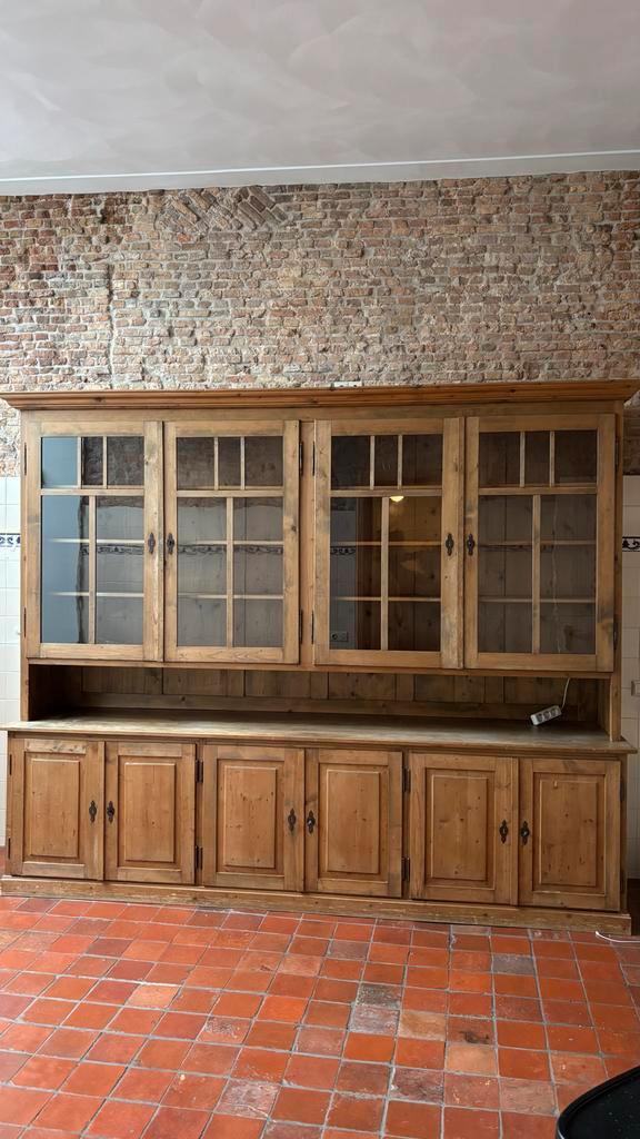 Grote buffetkast met glasdeuren, Huis en Inrichting, Kasten | Buffetkasten, Gebruikt, 200 cm of meer, 200 cm of meer, 50 tot 75 cm