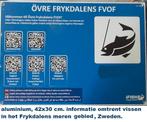 VISSPORT, aluminium bord inzake visvergunningen, Zweden, Ophalen of Verzenden, Zo goed als nieuw