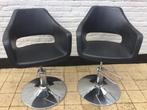 ZGAN. Twee Hairway kappersstoelen, zwart met chroom, Ophalen, Zo goed als nieuw, Zwart, Kunststof