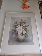 Prachtige groot aquarel schilderij bloem vaas, Ophalen, Gebruikt, Schilderij, 75 cm of meer