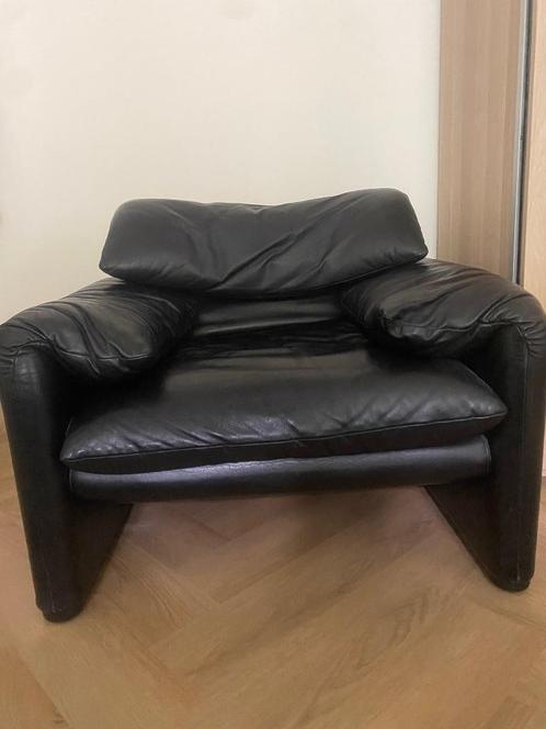 Cassina Maralunga vintage fauteuil, Huis en Inrichting, Fauteuils, Zo goed als nieuw, Leer, 75 tot 100 cm, 75 tot 100 cm, Ophalen