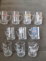 9 borrelglaasjes met oortje en met vliegtuig-opdruk, Ophalen of Verzenden, Gebruikt, Borrel- of Shotglas