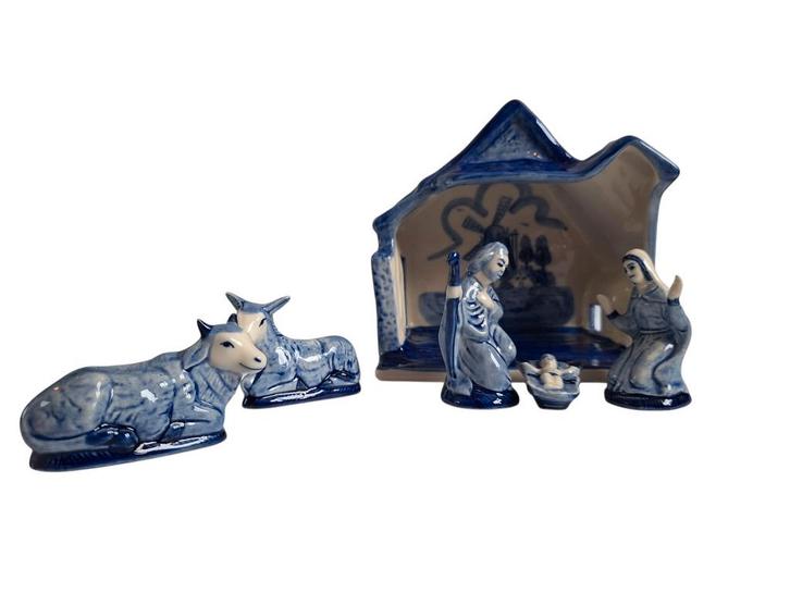 Prachtige delftsblauwe kerststal, Antiek en Kunst, Antiek | Keramiek en Aardewerk, Ophalen of Verzenden