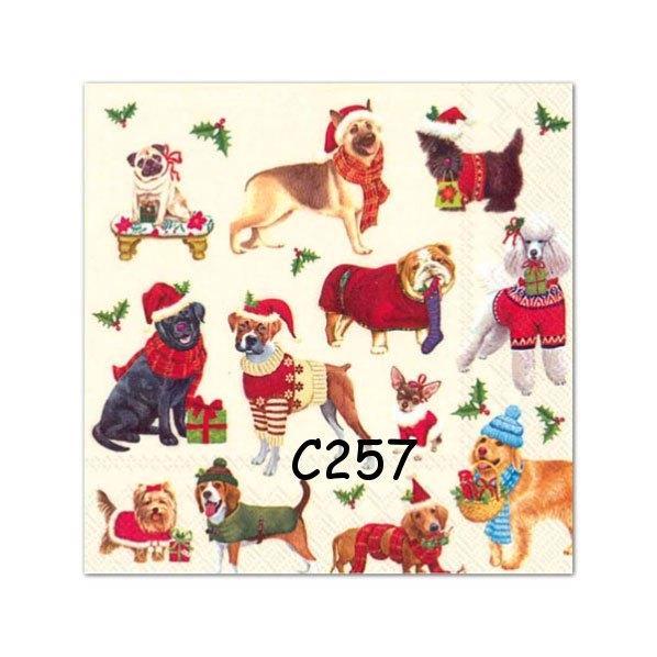 Servetten decoupage/bullet journal – honden kerst C257, Hobby en Vrije tijd, Knutselen, Nieuw, Materiaal, Verzenden