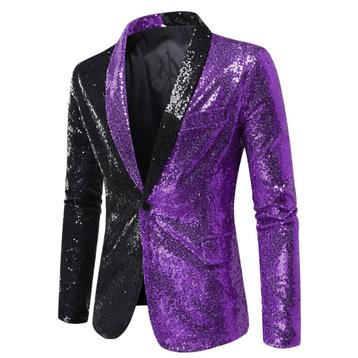 Heren paars zwart glitter colbert / mannen blazer paillet beschikbaar voor biedingen