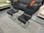 2 Showmodel Bonaldo Skip eetkamerstoel zwart leer Stoelen, Twee, Zwart, Nieuw, Leer