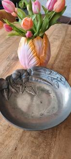 Art nouveau 95% zinn tin fruitschaal tinnen schaal vintage, Ophalen of Verzenden