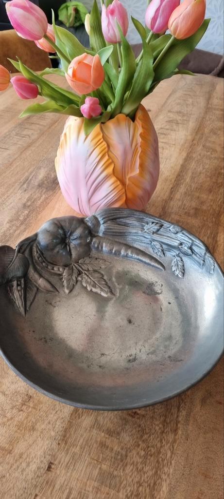 Art nouveau 95% zinn tin fruitschaal tinnen schaal vintage, Antiek en Kunst, Antiek | Tin, Ophalen of Verzenden