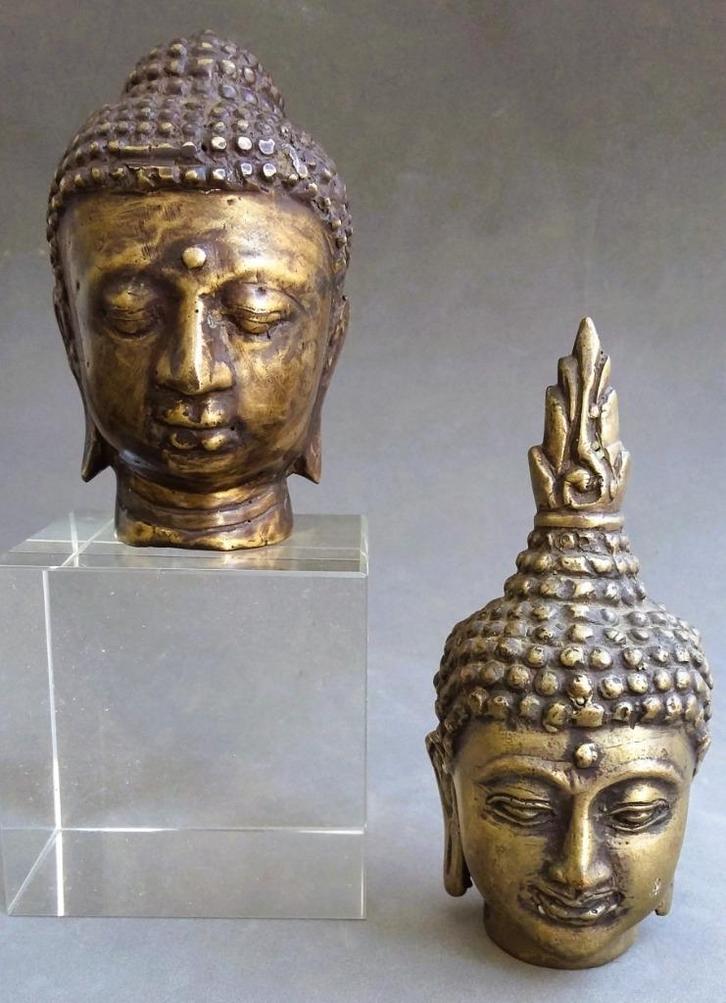 20ste eeuw Antiek Bronzen Thaise Buddha Boeddha Koppen Hoofd, Antiek en Kunst, Antiek | Koper en Brons, Brons, Ophalen