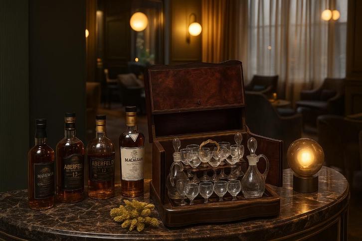 Prachtige staat Luxe Likeurkist Napoleon III stijl 1820, Antiek en Kunst, Antiek | Glas en Kristal, Ophalen of Verzenden