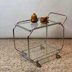 Art deco theewagen bar cart chroom glas, Ophalen, Minder dan 55 cm, 60 cm of meer, Rechthoekig