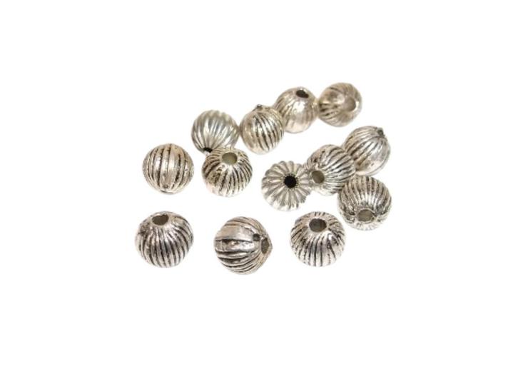 Zilverkleurig Geribbeld metalen Kralen 6mm x12, Hobby en Vrije tijd, Kralen en Sieraden maken, Nieuw, Kraal, Ophalen of Verzenden