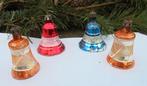 4 oude kerstklokjes kerstbal, in 3 verschillende kleuren., Verzenden, Gebruikt
