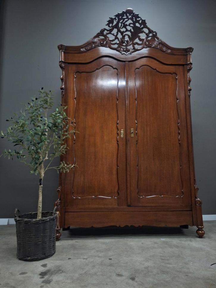 Grote biedermeier kuifkast linnenkast DEMONTABEL!, Antiek en Kunst, Antiek | Meubels | Kasten, Ophalen of Verzenden