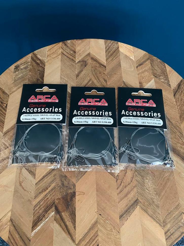 NIEUW Arca stalen onderlijnen 30cm 30mm 15kg, Watersport en Boten, Hengelsport | Roofvissen, Nieuw, Overige typen, Ophalen of Verzenden