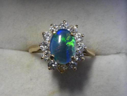 Gouden ring met Australische Opaal, Sieraden, Tassen en Uiterlijk, Ringen, Nieuw, Dame, 17 tot 18, Goud, Goud, Met edelsteen, Verzenden