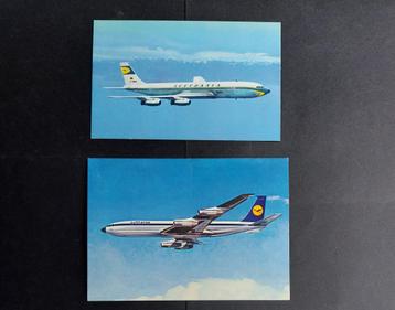2 Lufthansa Boeing 707 Jet ansichtkaarten (LU71) beschikbaar voor biedingen