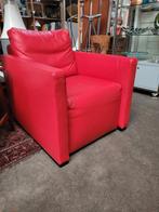 Italiaans design fauteuil,Vibieffe, rood leer.-, Huis en Inrichting, Fauteuils, Ophalen of Verzenden, Zo goed als nieuw, Vibieffe