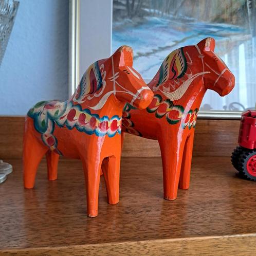 Dalarna Paardjes - Hout - Handgeschilderd, Antiek en Kunst, Antiek | Speelgoed, Ophalen of Verzenden