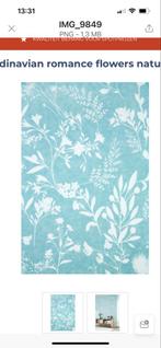 17 rollen Scandinavisch bloemen behang lichtblauw, Huis en Inrichting, Stoffering | Behang, Ophalen of Verzenden, Minder dan 10 m²