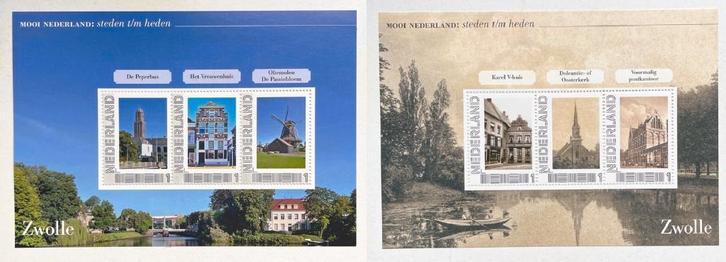 ZWOLLE heden en verleden - 2 postzegelvelletjes - 2011, Postzegels en Munten, Postzegels | Nederland, Postfris, Na 1940, Ophalen of Verzenden