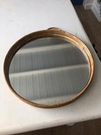 Leuke spiegel met bamboe lijst, Huis en Inrichting, Woonaccessoires | Spiegels, Minder dan 50 cm, Rond, Ophalen of Verzenden, Zo goed als nieuw