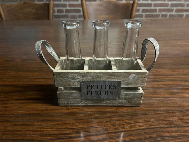 Leuk rekje met 3 flesjes, Huis en Inrichting, Woonaccessoires | Vazen, Overige kleuren, Minder dan 50 cm, Glas, Ophalen of Verzenden