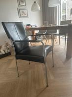 Eetkamerstoelen 6x (Leer) Bert Plantagie, Ophalen, Blauw, Leer, Zo goed als nieuw
