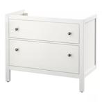 HEMNES Kast voor wastafel met 2 lades, wit + wastafel voor 2, Ophalen, 50 tot 100 cm, Zo goed als nieuw, Minder dan 100 cm