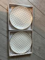 Set van 2 witte borden met gouden sterren, Huis en Inrichting, Keuken | Servies, Keramiek, Nieuw, Ophalen of Verzenden, Bord(en)