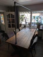Houten Keukentafel met Stalen Onderstel & Rek, Huis en Inrichting, Ophalen, Gebruikt, 200 cm of meer, 50 tot 100 cm