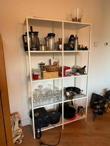 Stellingkast glas/wit metaal 100x175 cm (IKEA VITTSJÖ) beschikbaar voor biedingen