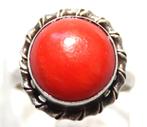 Schitterende Zilveren Cabochon Bloedkoraal Ring, Sieraden, Tassen en Uiterlijk, Antieke sieraden, Verzenden, Zilver, Ring, Met edelsteen