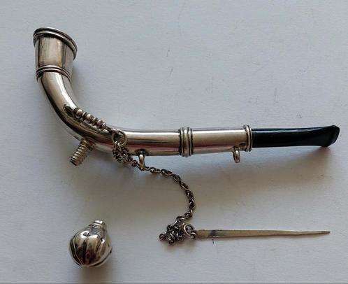 Zeldzaam, bruidegomspijpje, met vochtopvanger, pijpenwroeter, Antiek en Kunst, Antiek | Goud en Zilver, Ophalen