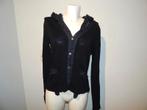 Annette Gortz zwart vest capuchon kreukel stof glinster M, Kleding | Dames, Maat 38/40 (M), Annette gortz, Verzenden, Zwart
