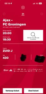 Ajax - Groningen, Tickets en Kaartjes, Sport | Voetbal, Eén persoon