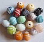 Ovalen lampwork streepjes kralen 14x10 mm, Nieuw, Kraal, Verzenden