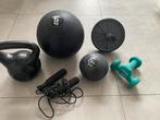 Fitness Set: Medicine Ballen,Kettlebell, Halters, springtouw, Sport en Fitness, Fitnessmaterialen, Ophalen, Gebruikt, Buik, Medicijnbal