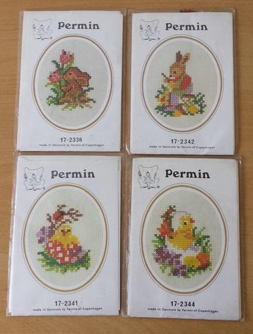 4 x Pasen Pakketjes Kaarten - Permin - jaren 80 beschikbaar voor biedingen