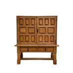 Spaans eiken kabinet brutalist vintage design jaren 70, Ophalen, Gebruikt, 100 tot 150 cm, 100 tot 150 cm