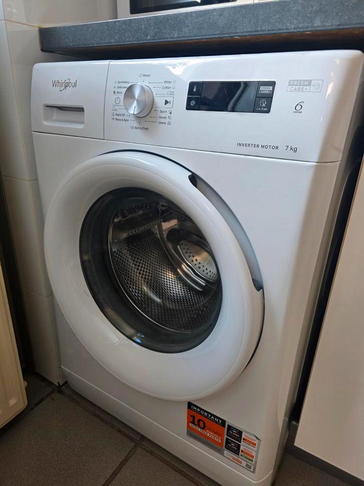 Whirlpool Wasmachine 7kg - Inverter Motor, Witgoed en Apparatuur, Wasmachines, Gebruikt, Voorlader, 6 tot 8 kg, 85 tot 90 cm, 1200 tot 1600 toeren