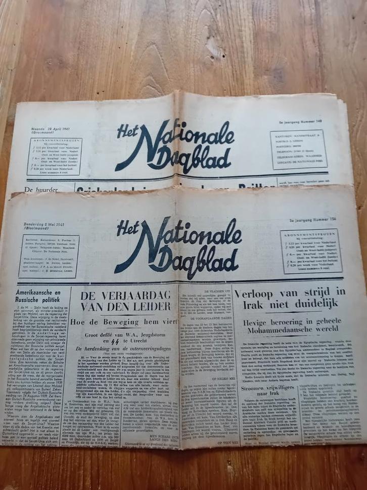 2x NSB Krant Het Nationale Dagblad 1941, Verzamelen, Militaria | Tweede Wereldoorlog, Overige soorten, Nederland, Verzenden