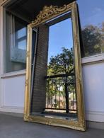 Prachtige gouden barok spiegel met kuif (facet geslepen), 75 tot 100 cm, 150 tot 200 cm, Rechthoekig, Zo goed als nieuw