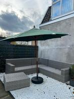 Retro Groene Parasol - 3m rond 2,4m hoog, Tuin en Terras, Parasols, Ophalen, Gebruikt, 1 tot 2 meter, Stokparasol