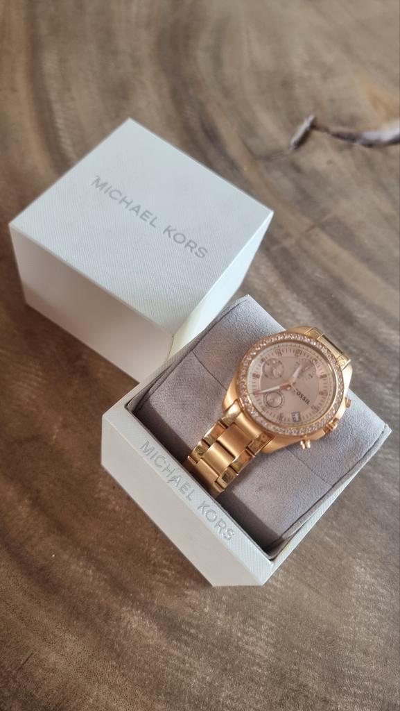 Horloge Michael kors  - goud kleurige fossil diamanten, Sieraden, Tassen en Uiterlijk, Horloges | Dames, Zo goed als nieuw, Polshorloge