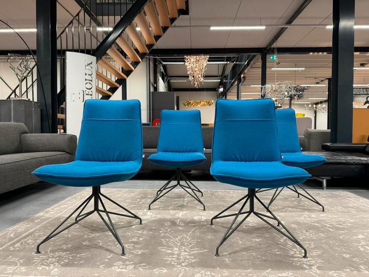 4 Nieuw Rolf Benz 606 eetkamerstoel Blauw stof Design stoel, Huis en Inrichting, Stoelen, Nieuw, Vier, Stof, Blauw, Ophalen of Verzenden