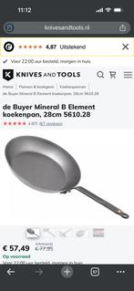 De Buyer koekenpan plaatstaal/carbonstaal 28cm, Overige materialen, Gebruikt, Inductieplaat, Ophalen of Verzenden